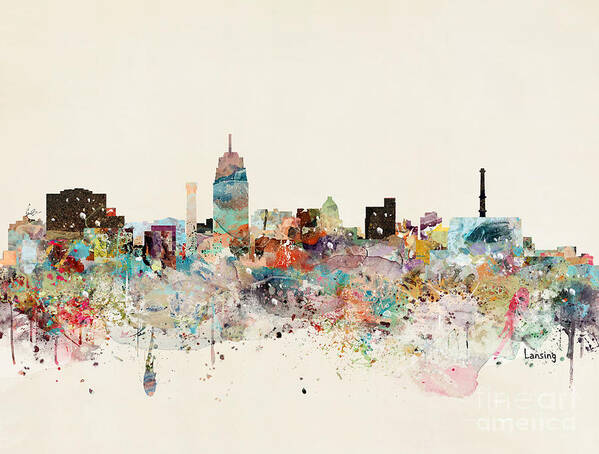 Lansing Poster featuring the painting Lansing Michigan Skyline by Bri Buckley