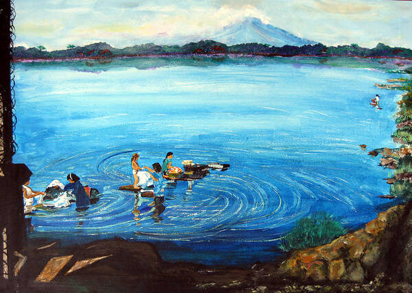 Nicaragua's Great Lake Poster featuring the painting Las Faldas  by Sarah Hornsby
