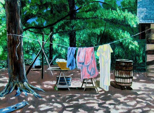 Original Oil On Canvas Poster featuring the painting Laundry Day 1800 by Stan Hamilton