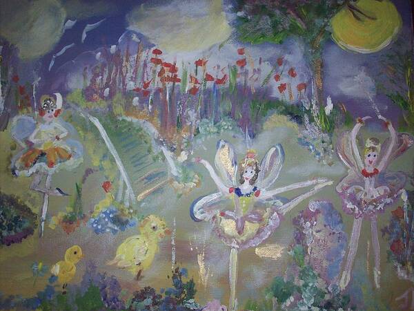 Lavender Poster featuring the painting Lavender Fairies by Judith Desrosiers