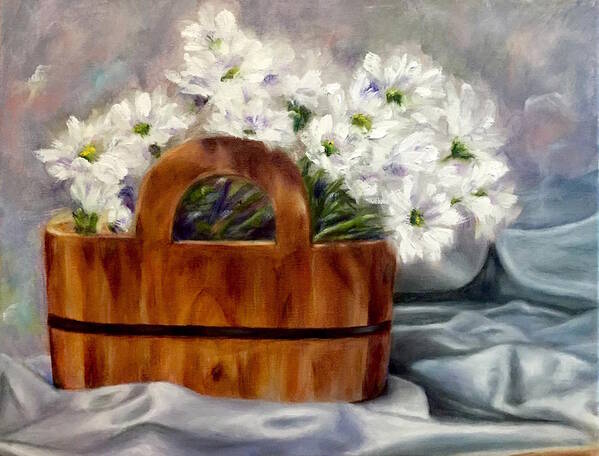 Daisies In Basket Poster featuring the painting Les Fleurs d'ete by Dr Pat Gehr