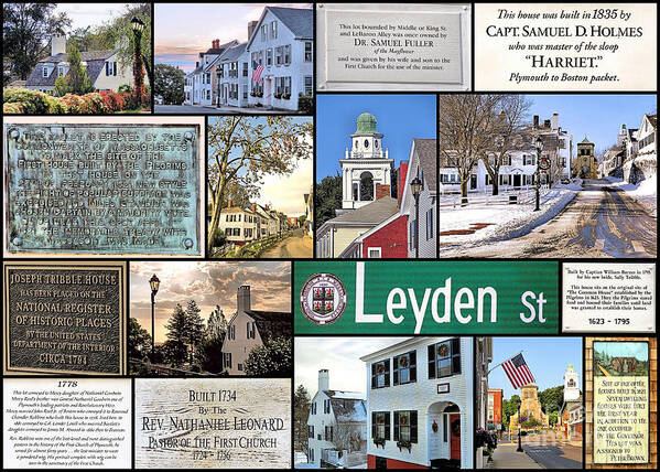 Collage Poster featuring the photograph Leyden Street Plymouth MA by Janice Drew