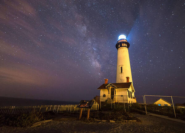 Lighthouse Poster featuring the photograph Lighthouse at Night 5 by Janet Kopper