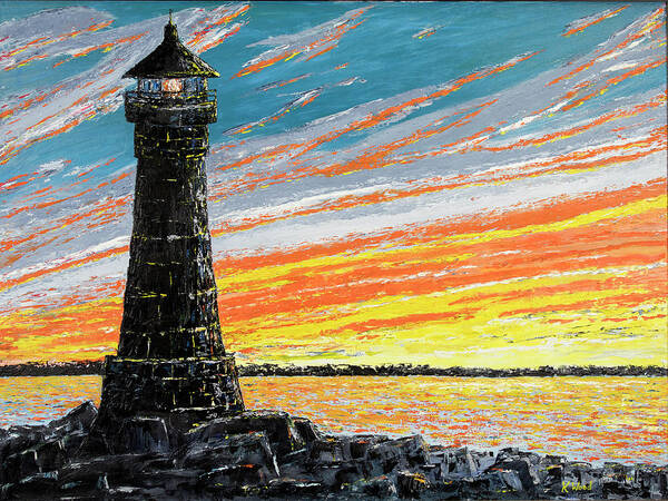 Lighthouse Poster featuring the painting Lighthouse Silhouette by Ken Wood