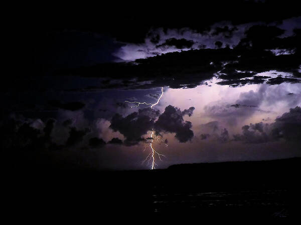 Lightning Poster featuring the photograph Lightning Behind Cloud by Michael Blaine