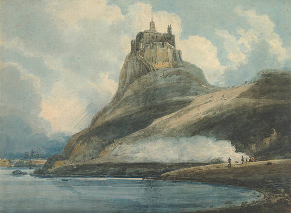 British Painters Poster featuring the drawing Lindisfarne Castle, Holy Island, Northumberland by Thomas Girtin