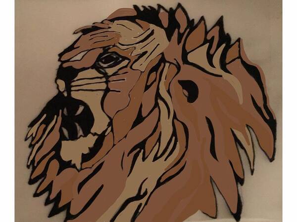 Lion Pen And Ink Digital Class Mascot Poster featuring the drawing Lion Side by Erika Jean Chamberlin