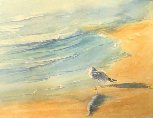 Watercolor Poster featuring the painting Long Beach Bird by Debbie Lewis