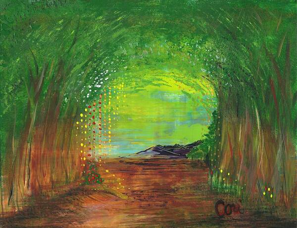 Trees Poster featuring the painting Luminous Path by Corinne Carroll