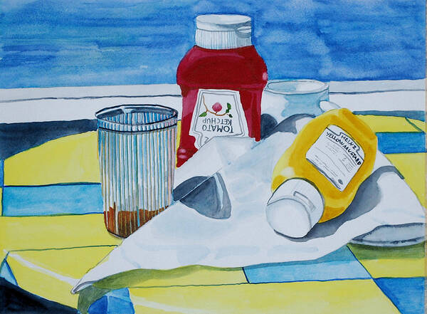 Ketchup Poster featuring the painting Lunch Reflections by Gerald Carpenter