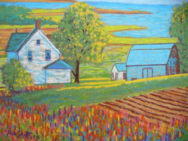 Pei Poster featuring the pastel Lupens on P.E.I by Rae Smith