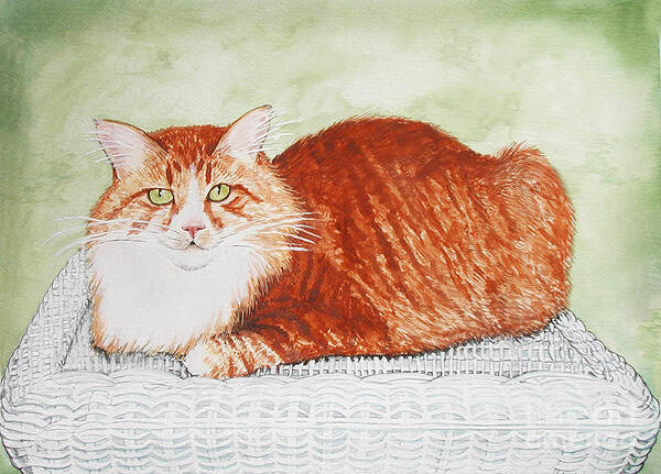 Cat Poster featuring the painting Maine Coon Portrait by Laura Brightwood