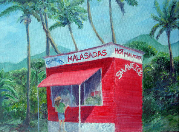 Malasada Stand Poster featuring the painting Malasada Stand by Mike Segura