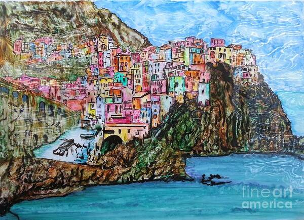 Original Poster featuring the painting Manarola by Eli Gross