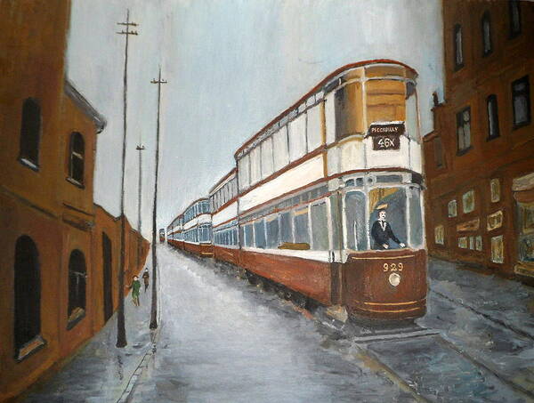Manchester Piccadilly Tram Poster featuring the painting Manchester Piccadilly tram by Peter Gartner