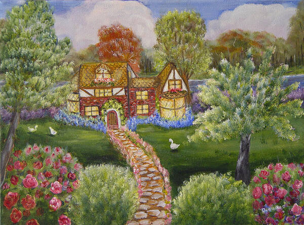 Landscape Poster featuring the painting Manor of Yore by Quwatha Valentine