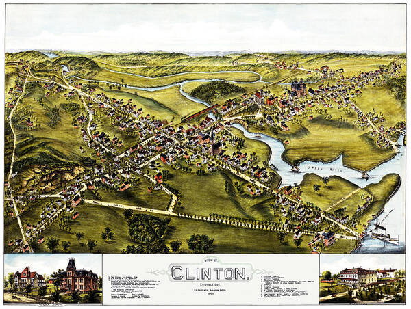 Map Poster featuring the photograph Map of Clinton Connecticut 1881 by Phil Cardamone