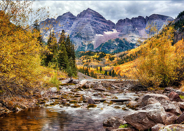 Maroon Bells Poster featuring the photograph Maroon Bells and the Creek by David Soldano