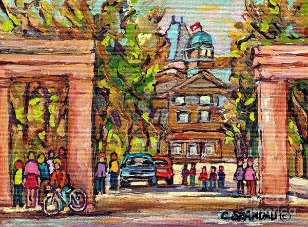 Montreal Poster featuring the painting Mcgill Gates Entrance Of Mcgill University Montreal Quebec Original Oil Painting Carole Spandau by Carole Spandau