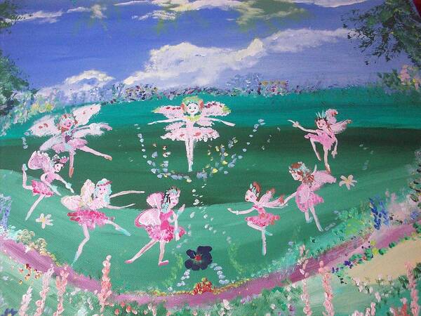 Meadow Poster featuring the painting Meadow Fairies by Judith Desrosiers