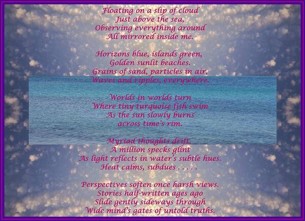 Poem Poster featuring the mixed media Meditative Poem Written on Greek Beaches by Julia Woodman