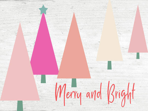 Merry And Bright Poster featuring the mixed media Merry and Bright Trees- Art by Linda Woods by Linda Woods