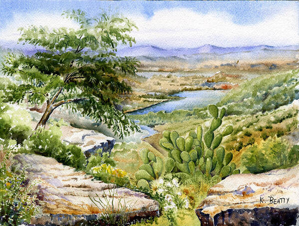 Landscape Poster featuring the painting Mexican Landscape Watercolor by Karla Beatty