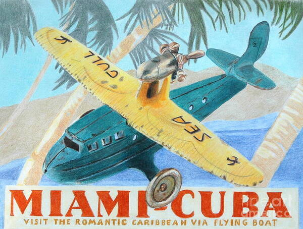 Color Pencil Poster featuring the drawing Miami-Cuba by Glenda Zuckerman