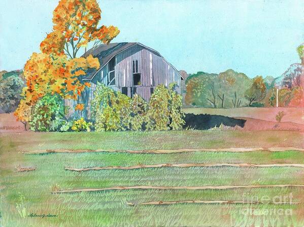 Barn Poster featuring the painting Michigan Autumn Barn by LeAnne Sowa