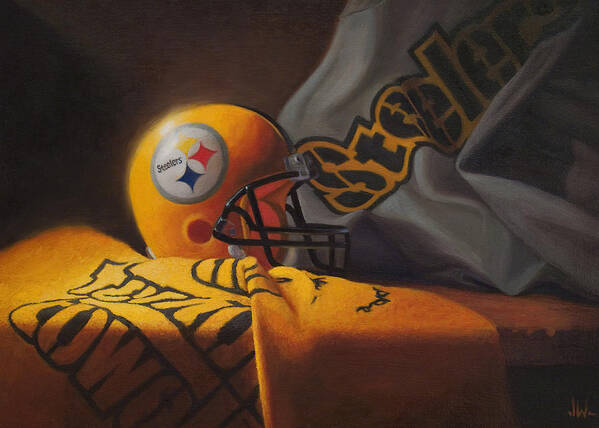 Steelers Poster featuring the painting Mini Helmet Commemorative Edition by Joe Winkler
