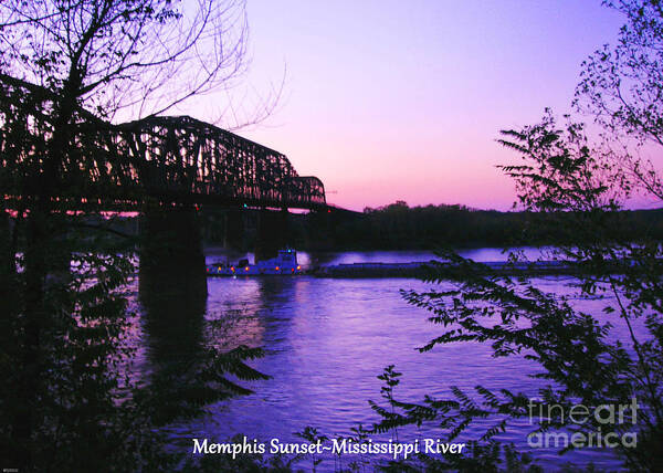 Sunset Poster featuring the photograph Mississippi River Sunset at Memphis by Lizi Beard-Ward