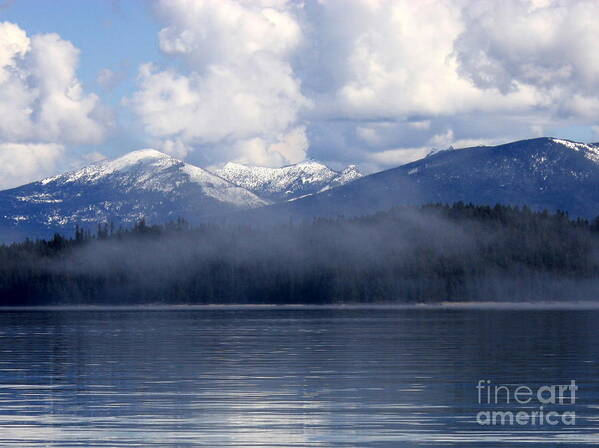 Priest Lake Poster featuring the photograph Mist and Clouds over Priest Lake by Carol Groenen