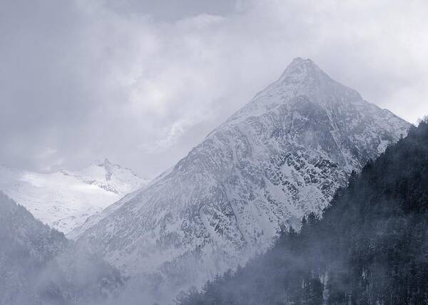 Saas Fee Poster featuring the photograph Mist and Snow by Stephen Taylor