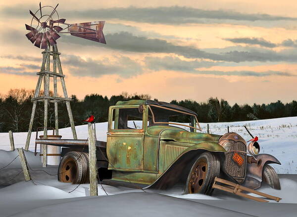 Ford Poster featuring the digital art Model A Flatbed by Stuart Swartz