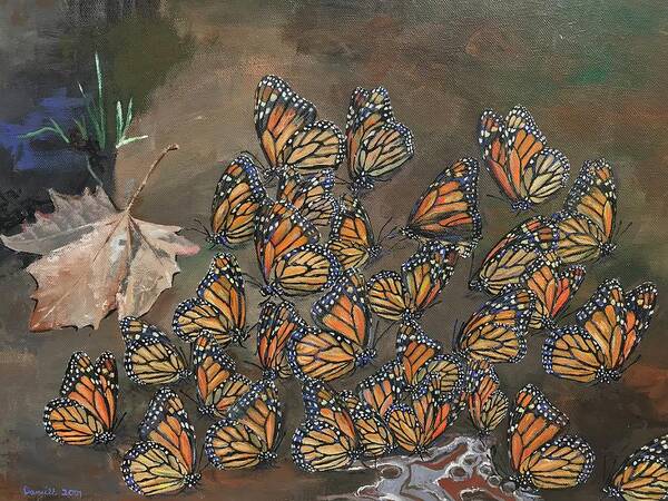 Butterflies Poster featuring the painting Monarch Butterflies In Mexico by Danielle Rosaria