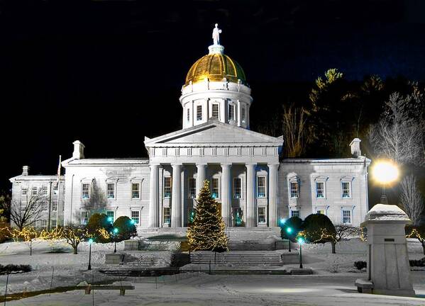 Montpelier Poster featuring the photograph Montpelier Christmas Eve Night by Jim Proctor