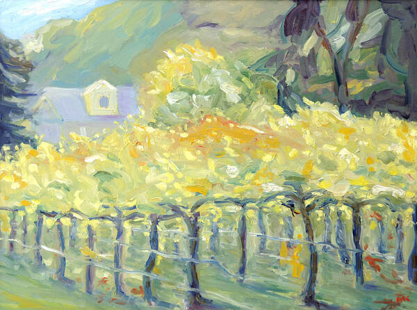 Napa Valley Vineyard Poster featuring the painting Morning in Napa Valley by Barbara Anna Knauf