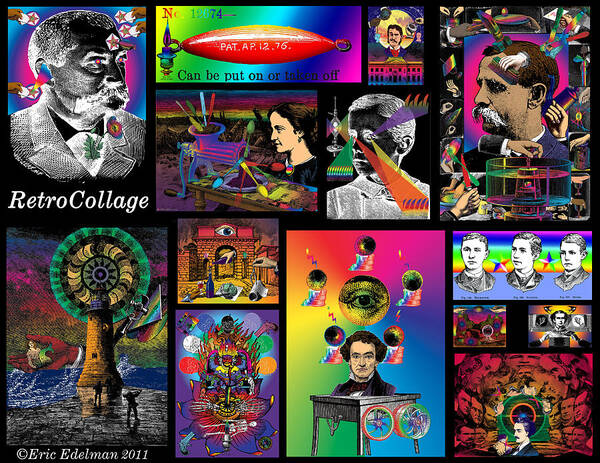 Mosaic Poster featuring the digital art Mosaic of RetroCollage I by Eric Edelman