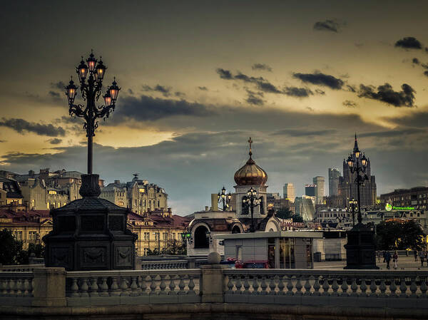 Moscow Poster featuring the photograph Moscow by night. by Usha Peddamatham