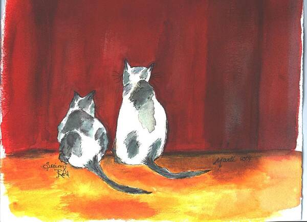 Cats Poster featuring the painting MPrints - Seeing Red by M Stuart