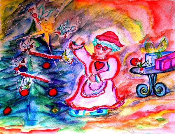 Children's Art Poster featuring the painting Mrs. Santa Claus by Helena Bebirian