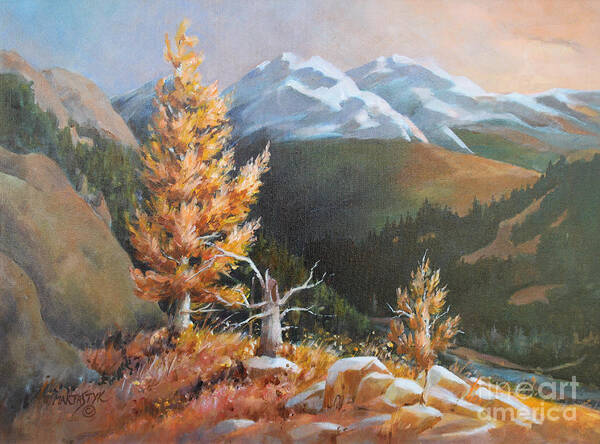 Landscape Poster featuring the painting Mt. Rainier 5 by Marta Styk