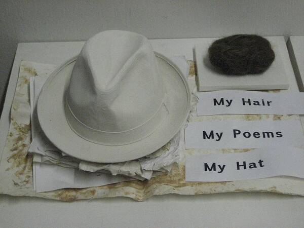 Instalation Poster featuring the photograph My Hair My Poems My Hat by Stephen Hawks
