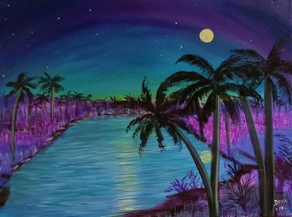 Landscape Poster featuring the painting My Paradise by Deyanira Harris