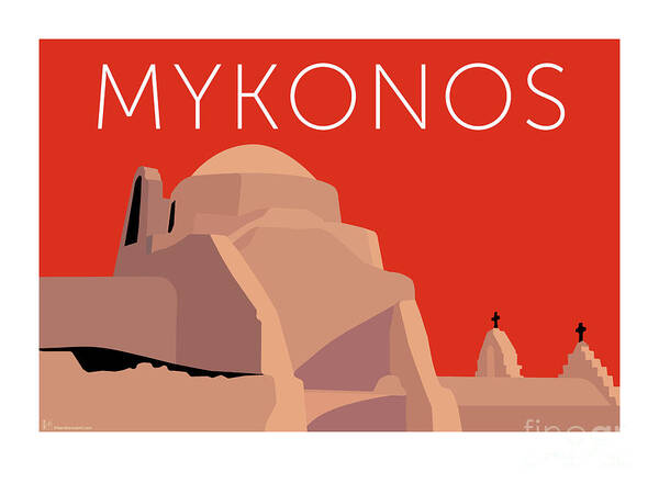 Mykonos Poster featuring the digital art MYKONOS Paraportiani - Orange by Sam Brennan