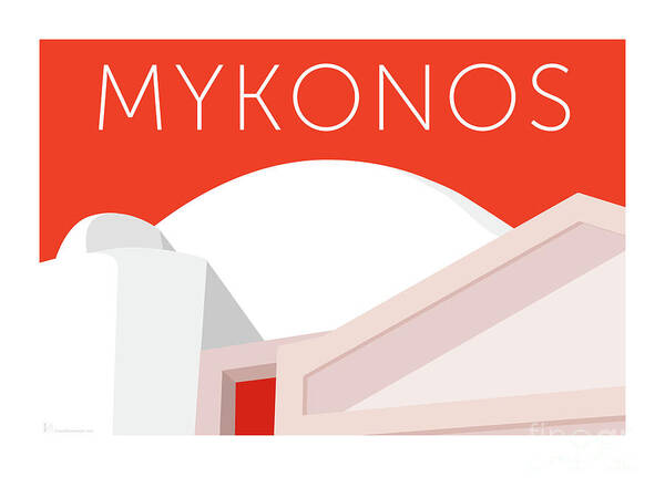 Mykonos Poster featuring the digital art MYKONOS Walls - Orange by Sam Brennan