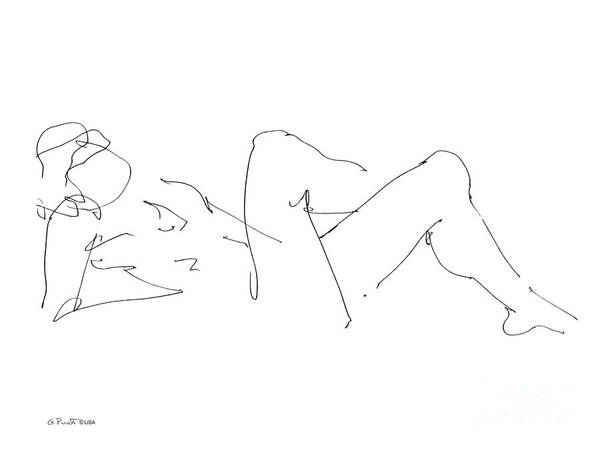 Male Poster featuring the drawing Naked-Male-Drawing-14 by Gordon Punt