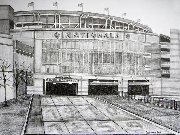 Nationals Park Poster featuring the drawing Nationals Park by Juliana Dube