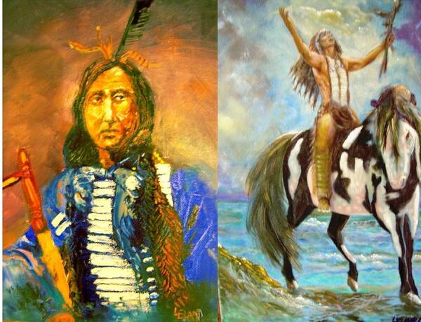 Native Americans Poster featuring the painting Native Americans by Leland Castro