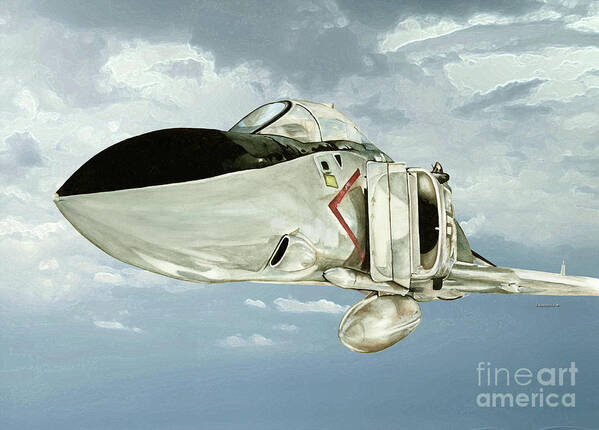 Navy Phantom Poster featuring the painting Navy Phantom aircraft by Shari Nees